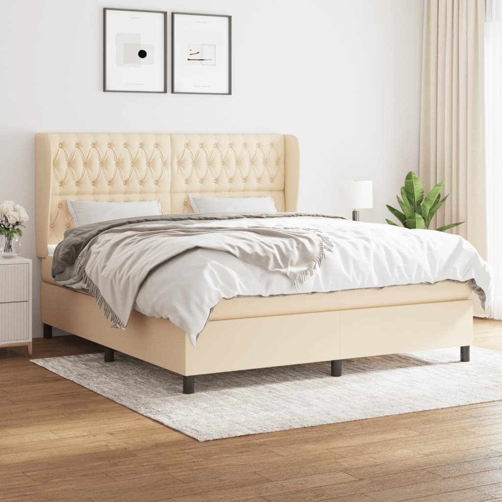 Boxspring met matras stof crèmekleurig 180x200 cm is nu te koop bij PeponiXL, paradijselijk wonen!