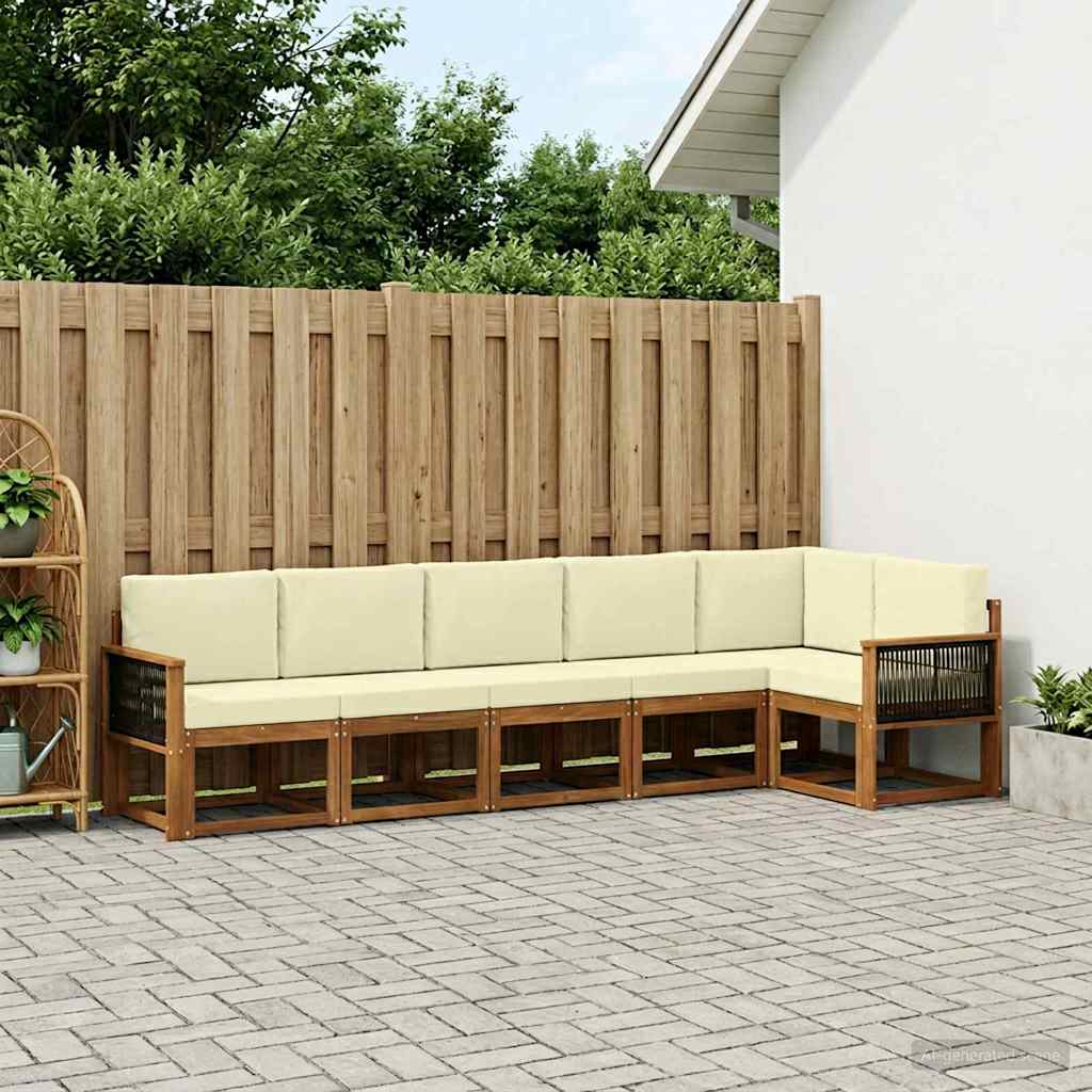 Buiten bankenset met kussen 6 pcs Natuurlijk en Crème Polyester is nu te koop bij PeponiXL, paradijselijk wonen!