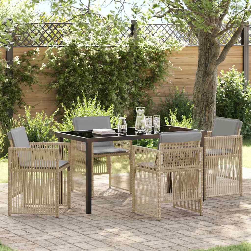 Tuin eettafelset 5 pcs Beige Gepoedercoat staal is nu te koop bij PeponiXL, paradijselijk wonen!