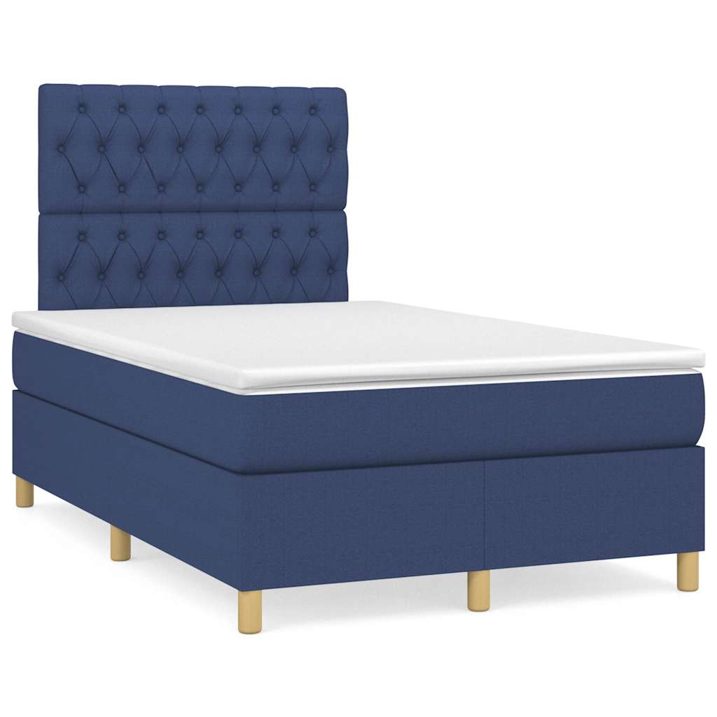Boxspring met matras en LED stof blauw 120x190 cm is nu te koop bij PeponiXL, paradijselijk wonen!