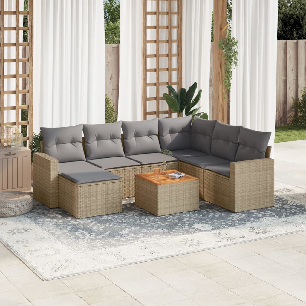 8-delige Loungeset met kussens poly rattan gemengd beige is nu te koop bij PeponiXL, paradijselijk wonen!