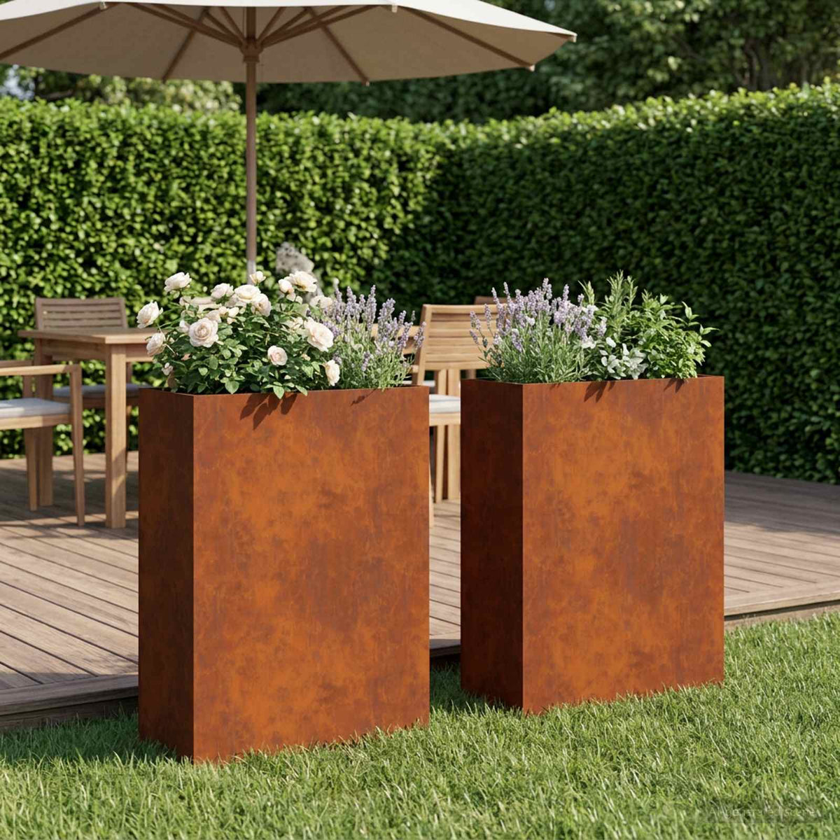 Plantenbak 2 st Roestkleurig 50 x 20 x 75 cm weervast staal is nu te koop bij PeponiXL, paradijselijk wonen!