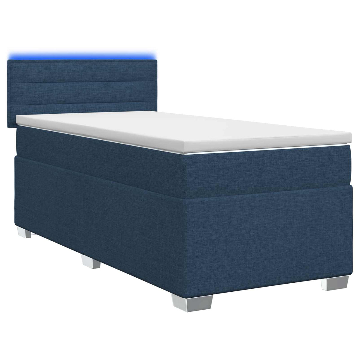 Boxspring Bed met Matras en LED Blauw 100 x 200 cm Stof is nu te koop bij PeponiXL, paradijselijk wonen!