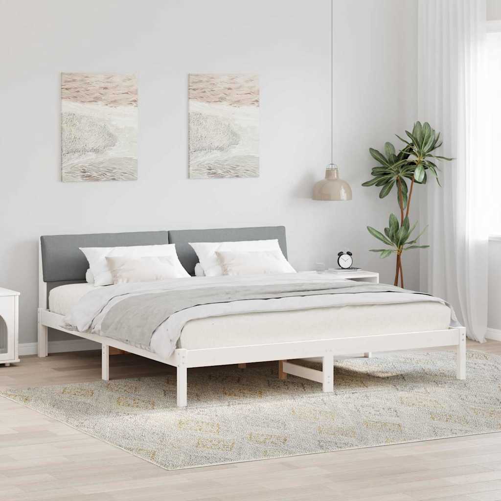 Bedframe Wit en lichtgrijs 200 x 200 cm Massief grenenhout is nu te koop bij PeponiXL, paradijselijk wonen!