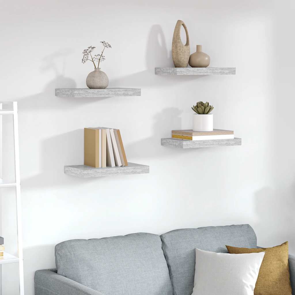 Wandschappen 4 st zwevend 40x23,5x3,8 cm MDF betongrijs is nu te koop bij PeponiXL, paradijselijk wonen!