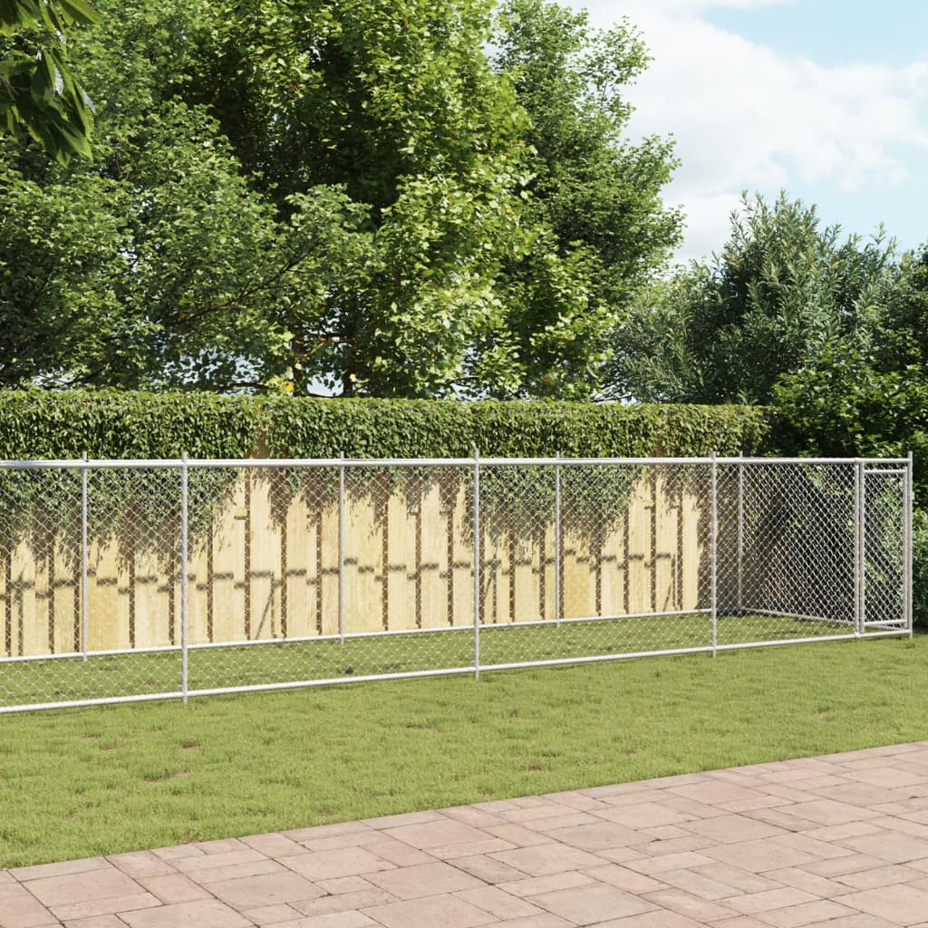 Hondenhok met deur 12x2x1,5 m gegalvaniseerd staal grijs is nu te koop bij PeponiXL, paradijselijk wonen!