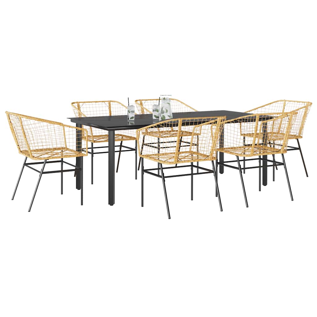 7-delige Tuinset poly rattan glas bruin is nu te koop bij PeponiXL, paradijselijk wonen!