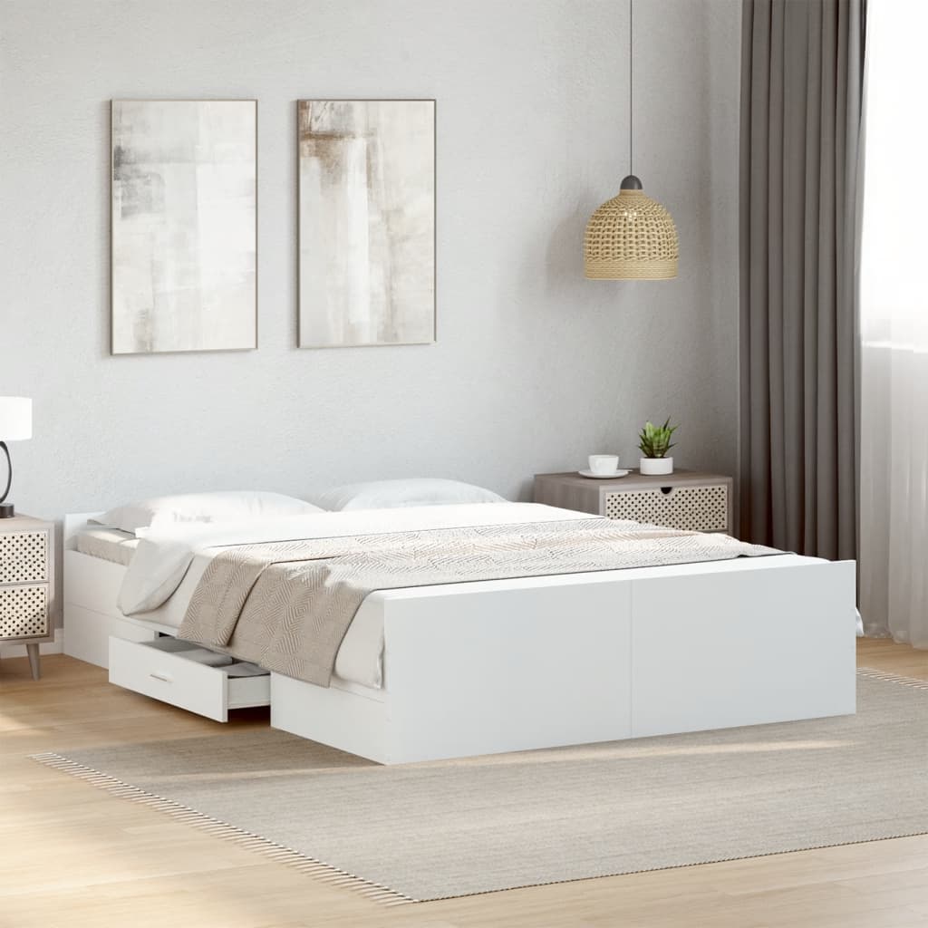 Bedframe met lades bewerkt hout wit 120x200 cm is nu te koop bij PeponiXL, paradijselijk wonen!