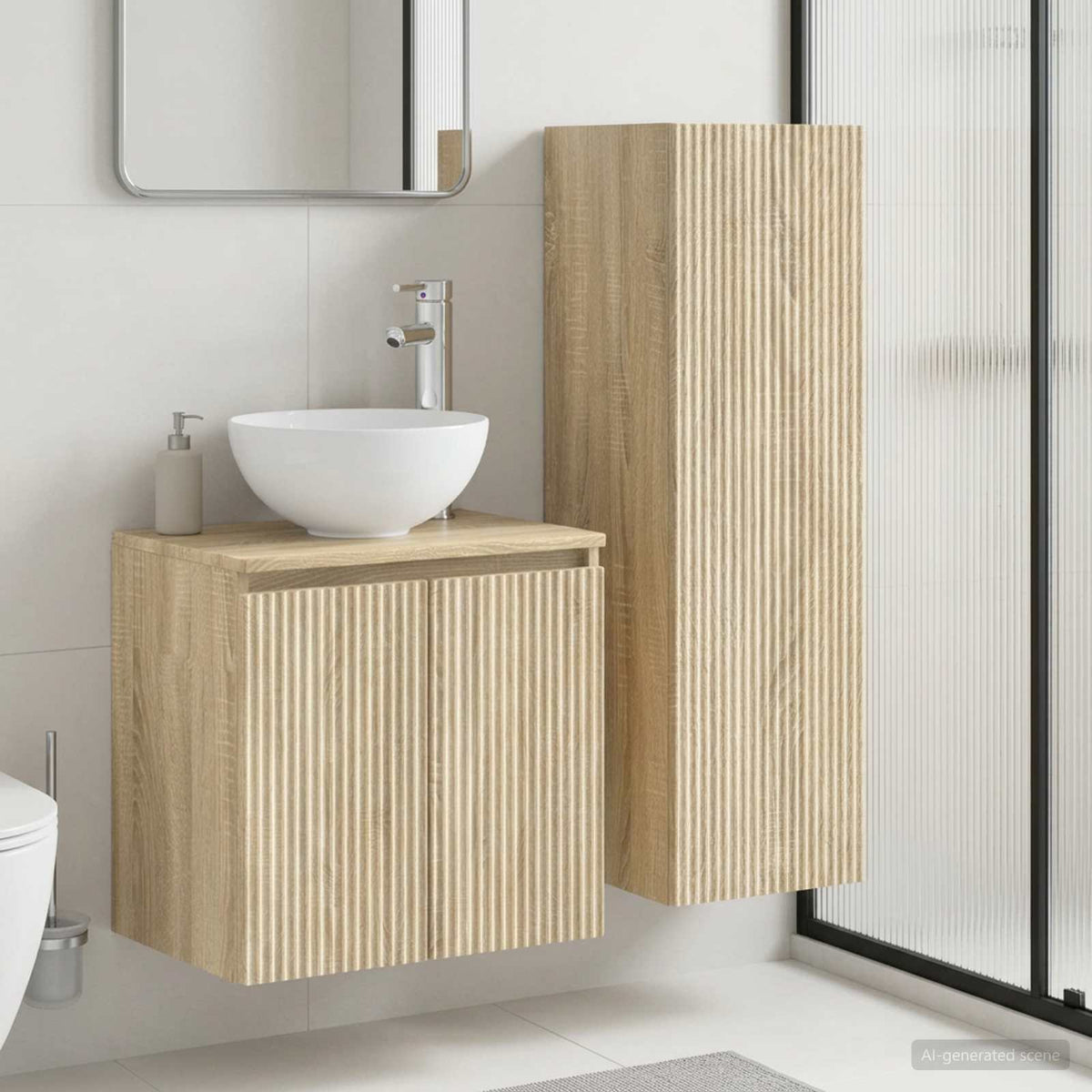 Badkamermeubelset 2 st Sonoma Eiken 33 x 34,5 x 100 cm is nu te koop bij PeponiXL, paradijselijk wonen!