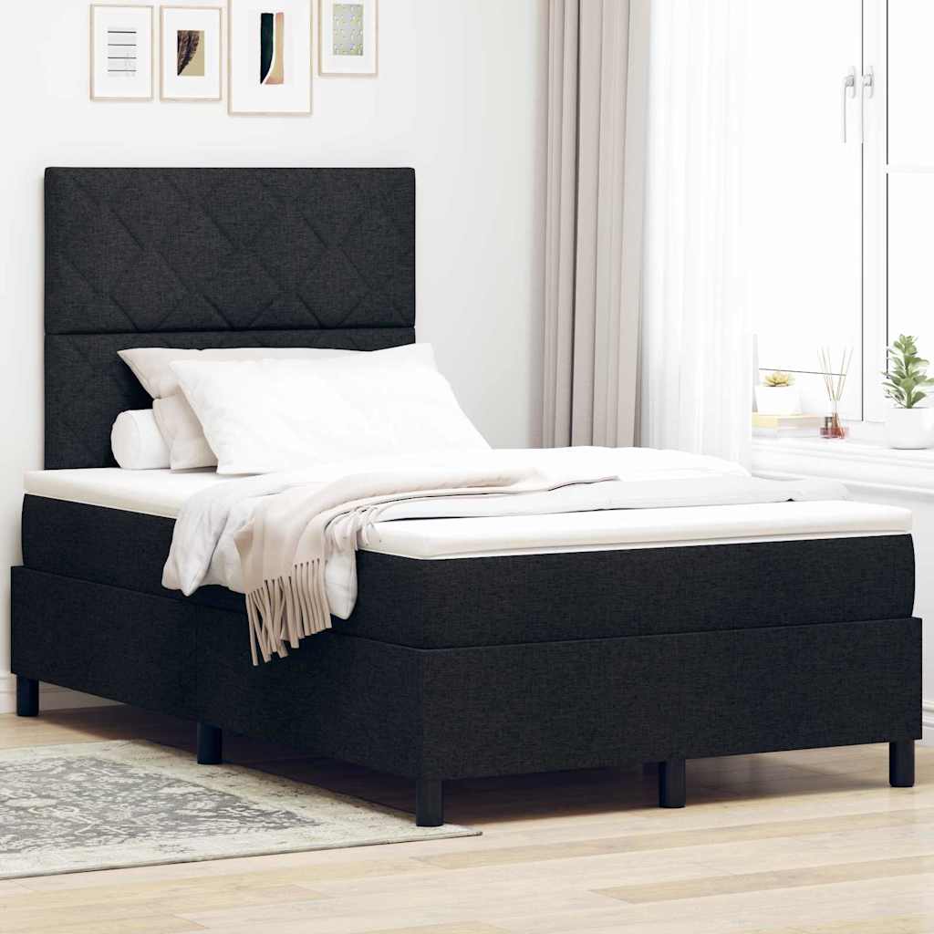 Boxspringbed met matras met hoofdeinde Zwart 120 x 190 cm Stof is nu te koop bij PeponiXL, paradijselijk wonen!