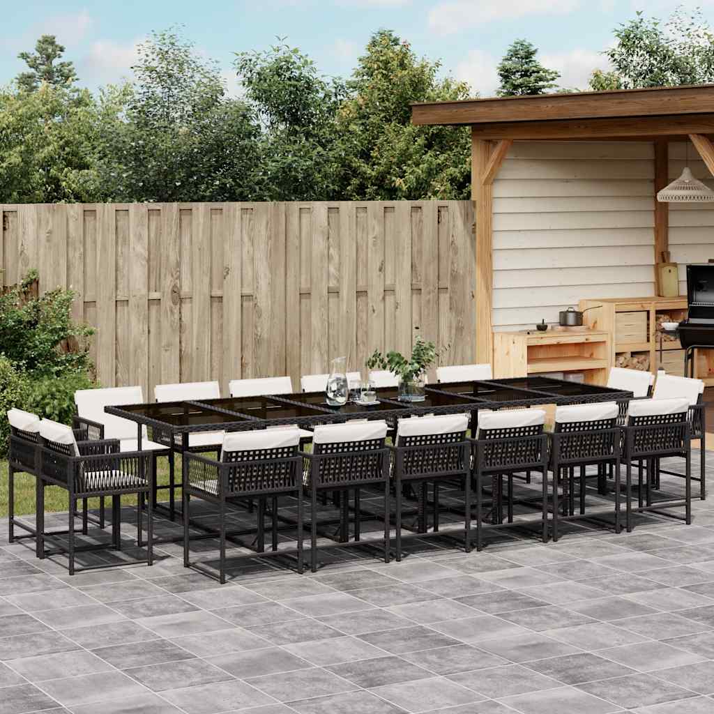 17-delige Tuinset met kussens poly rattan zwart is nu te koop bij PeponiXL, paradijselijk wonen!