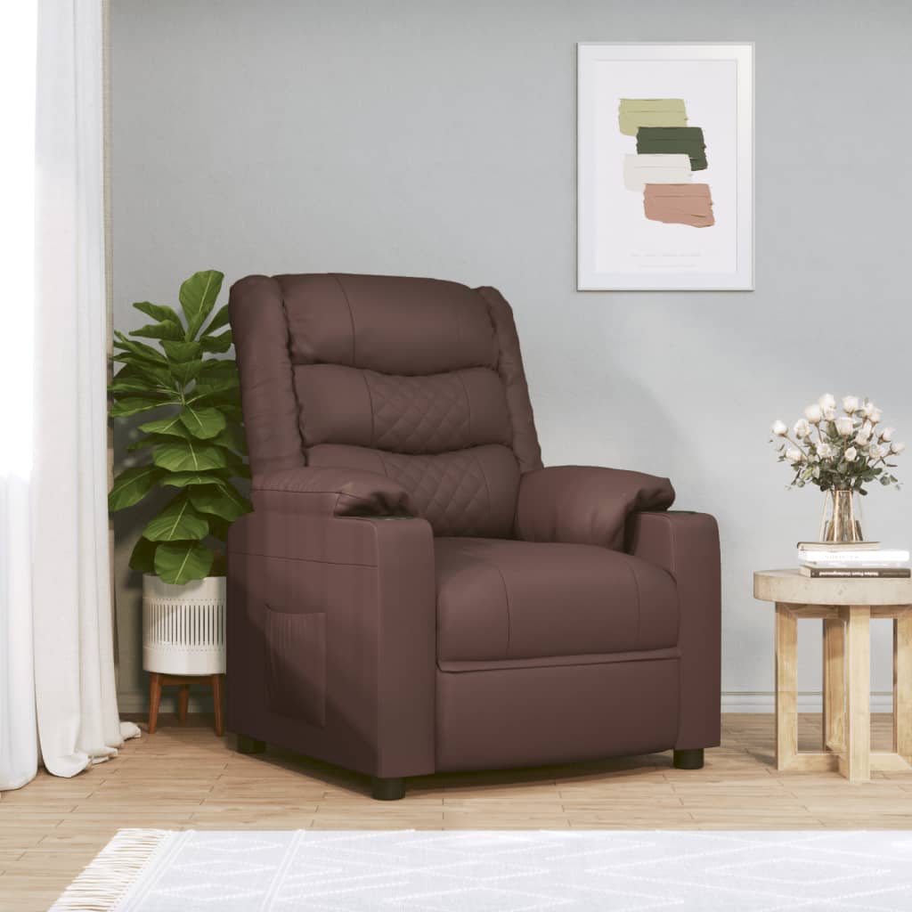 Fauteuil verstelbaar kunstleer bruin is nu te koop bij PeponiXL, paradijselijk wonen!