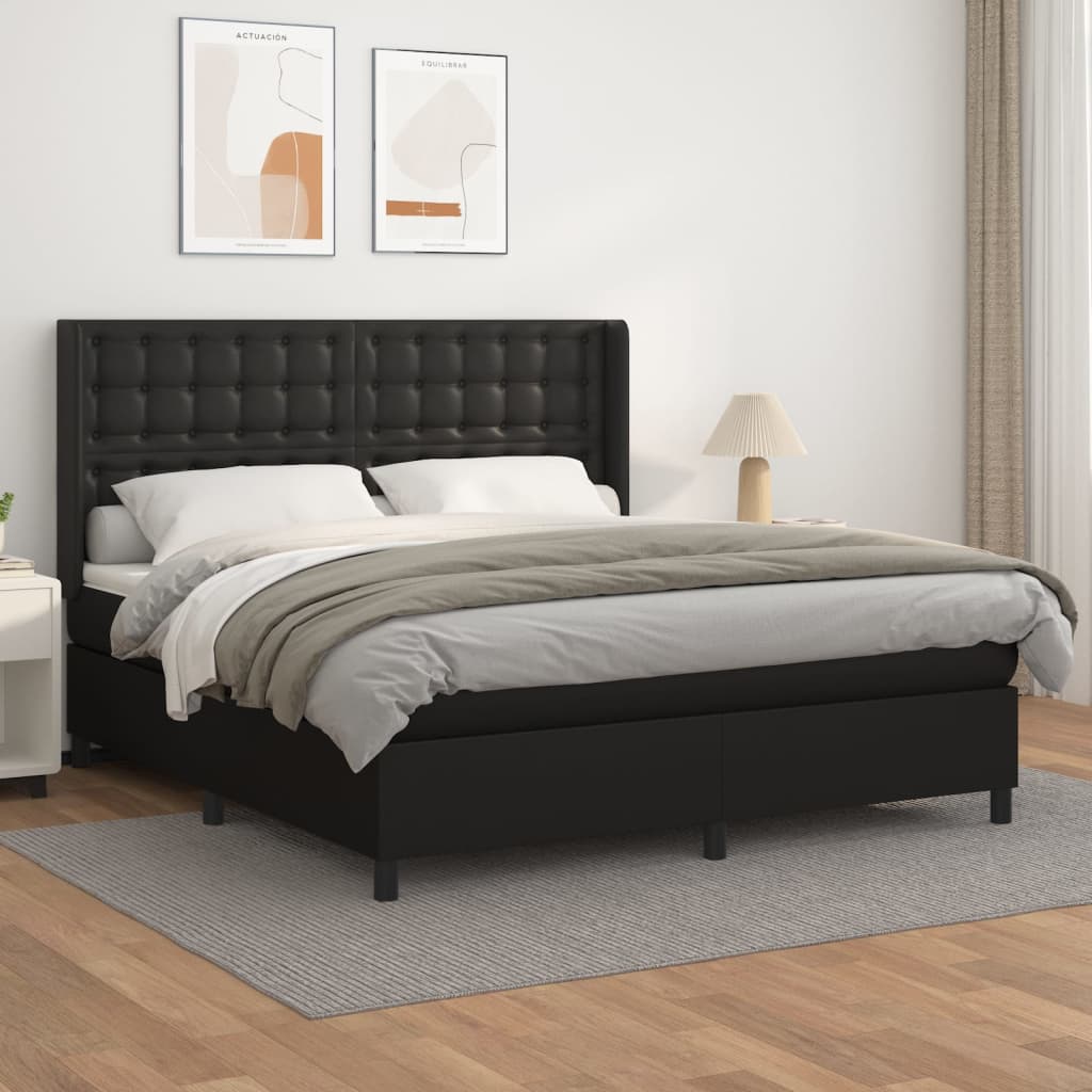 Boxspring met matras kunstleer zwart 160x200 cm is nu te koop bij PeponiXL, paradijselijk wonen!