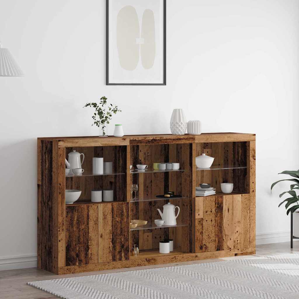 LED Sideboard Oudhout 181,5 x 37 x 100 cm Bewerkt hout is nu te koop bij PeponiXL, paradijselijk wonen!