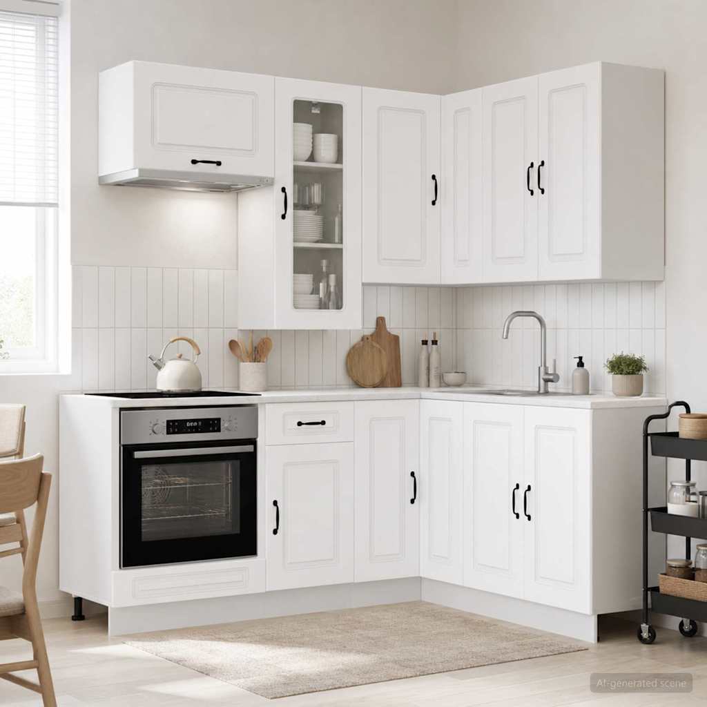 Keukenblok KALMAR 8 pcs Wit Bewerkt hout is nu te koop bij PeponiXL, paradijselijk wonen!