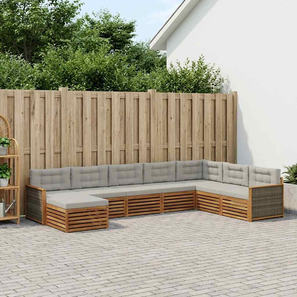 Buiten bankenset met kussen 8 pcs Naturel en lichtgrijs is nu te koop bij PeponiXL, paradijselijk wonen!