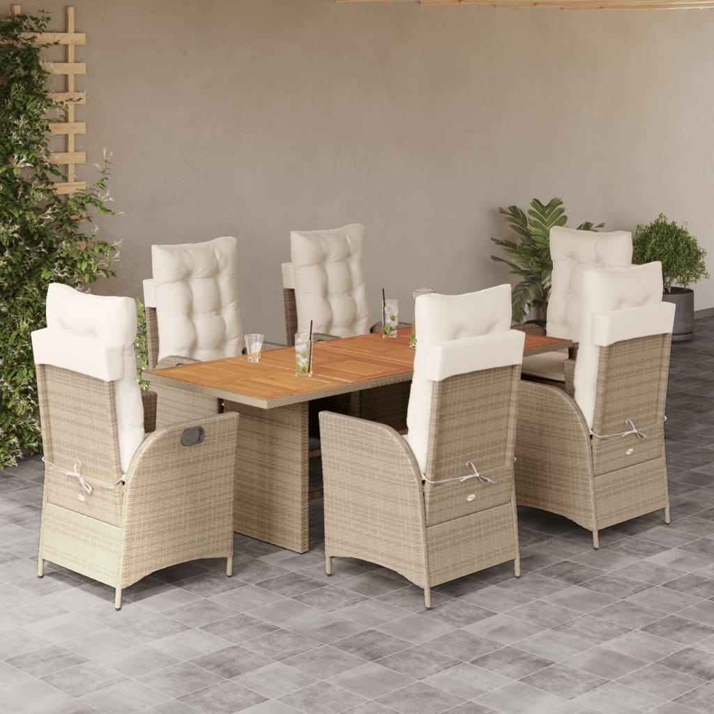 7-delige Tuinset met kussens poly rattan beige is nu te koop bij PeponiXL, paradijselijk wonen!