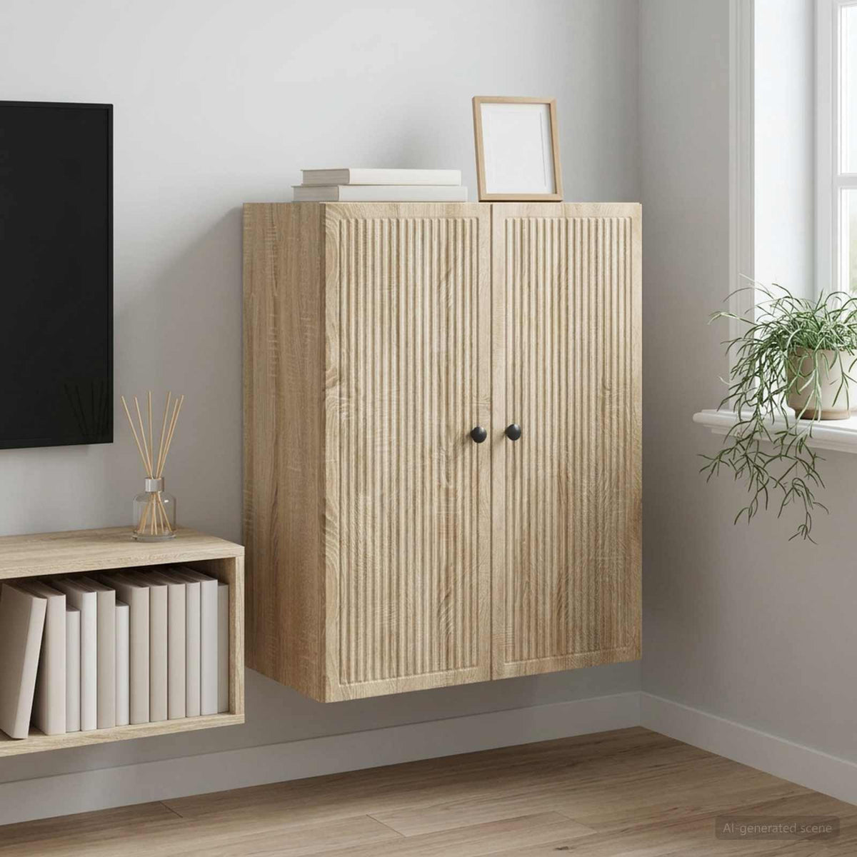 Wandkast Sonoma Eiken 66 x 34,5 x 90 cm Bewerkt hout is nu te koop bij PeponiXL, paradijselijk wonen!