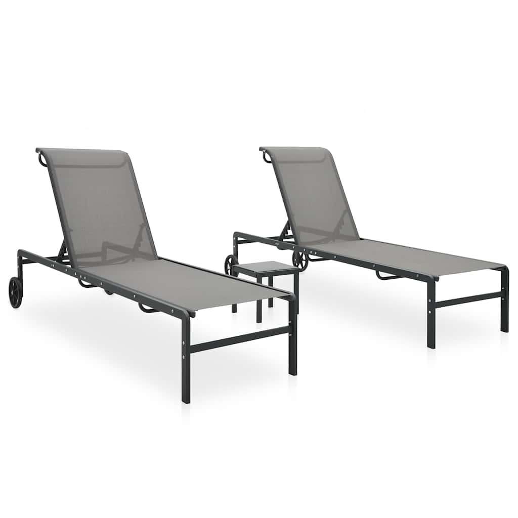 Ligbedden 2 st met tafel textileen en staal is nu te koop bij PeponiXL, paradijselijk wonen!