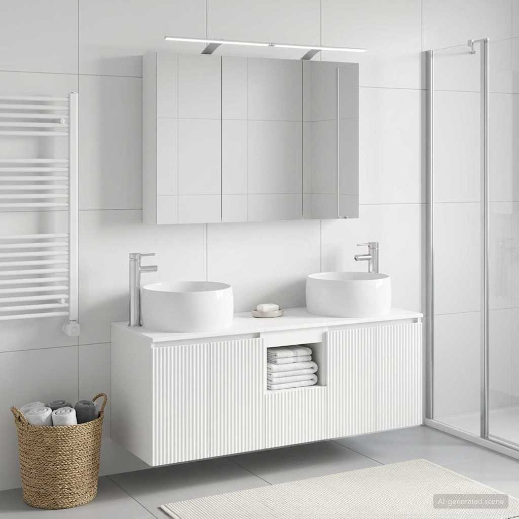Badkamerkastenset 4 st Wit Bewerkt hout is nu te koop bij PeponiXL, paradijselijk wonen!