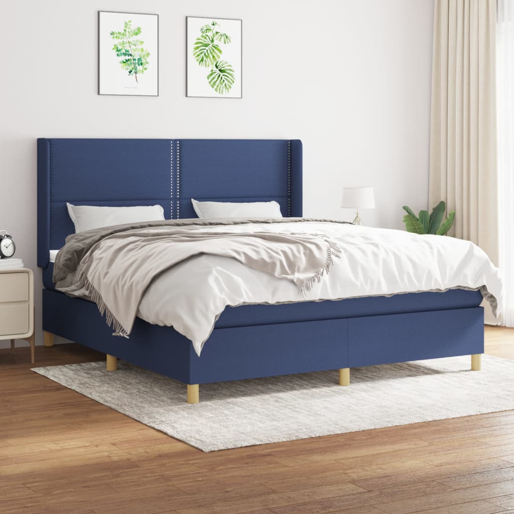 Boxspring met matras stof blauw 180x200 cm is nu te koop bij PeponiXL, paradijselijk wonen!