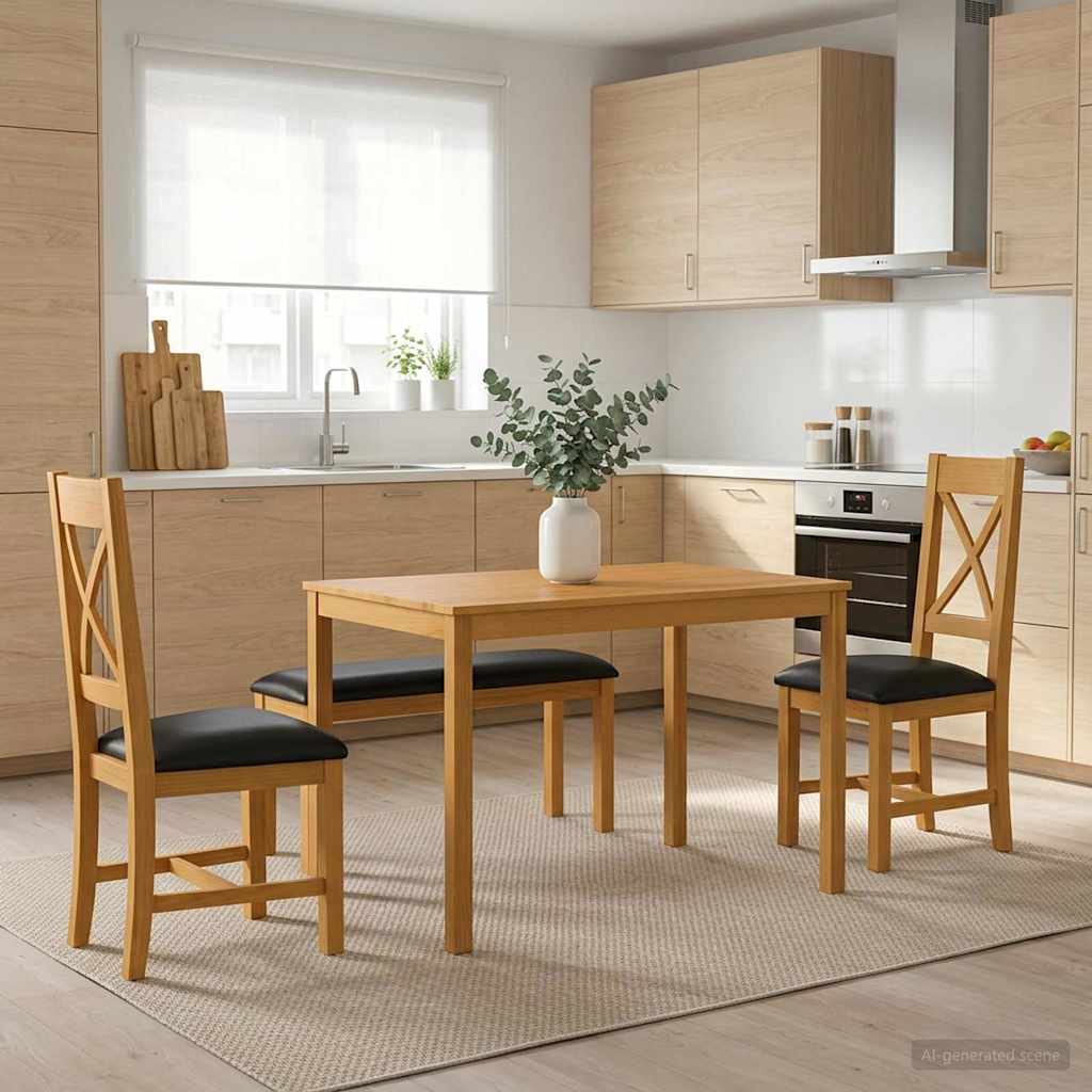 Eetkamerset 4 st Zwart Massief Eikenhout is nu te koop bij PeponiXL, paradijselijk wonen!