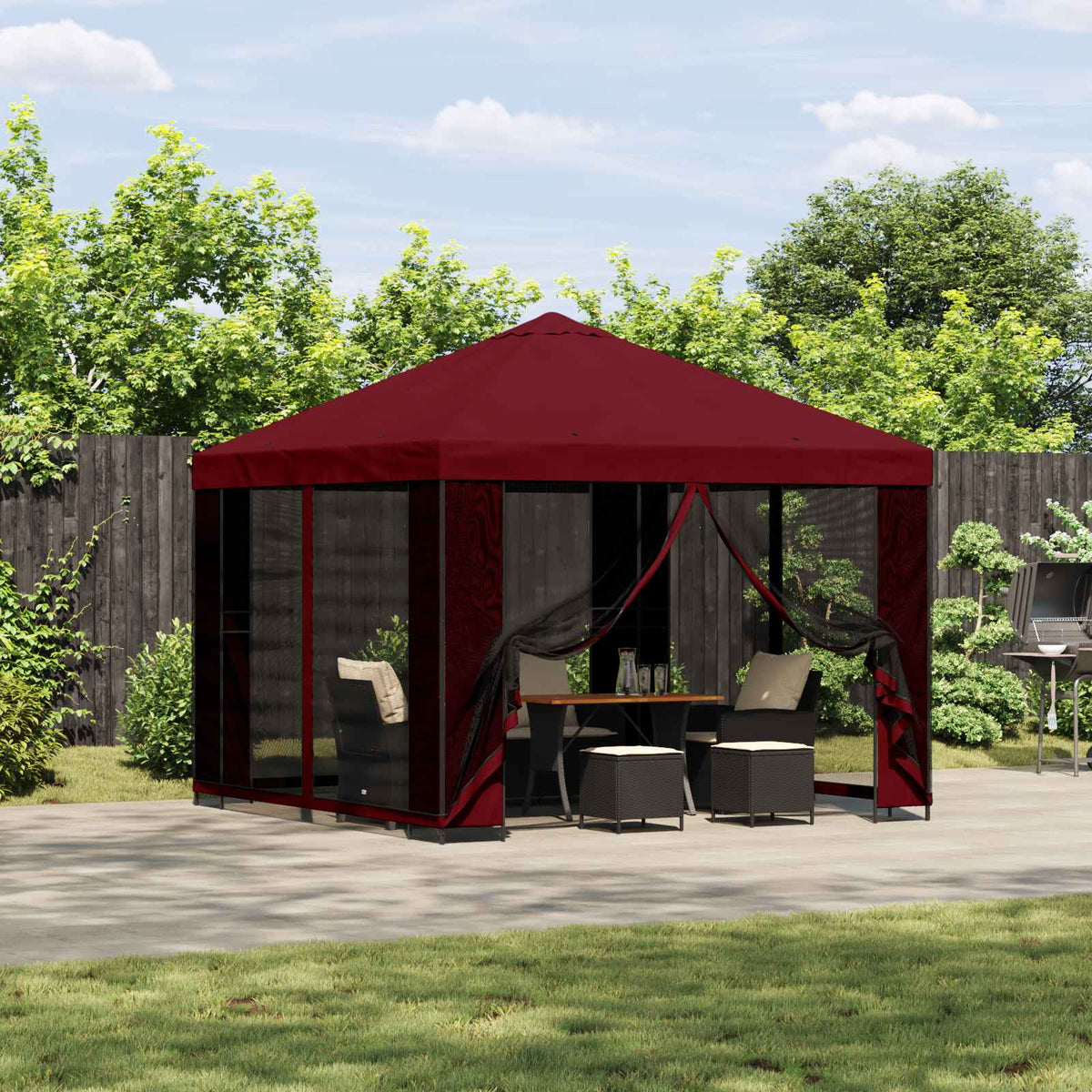 Tuin Gazebo met Zijwanden 3 x 3 m Bordeauxrood is nu te koop bij PeponiXL, paradijselijk wonen!