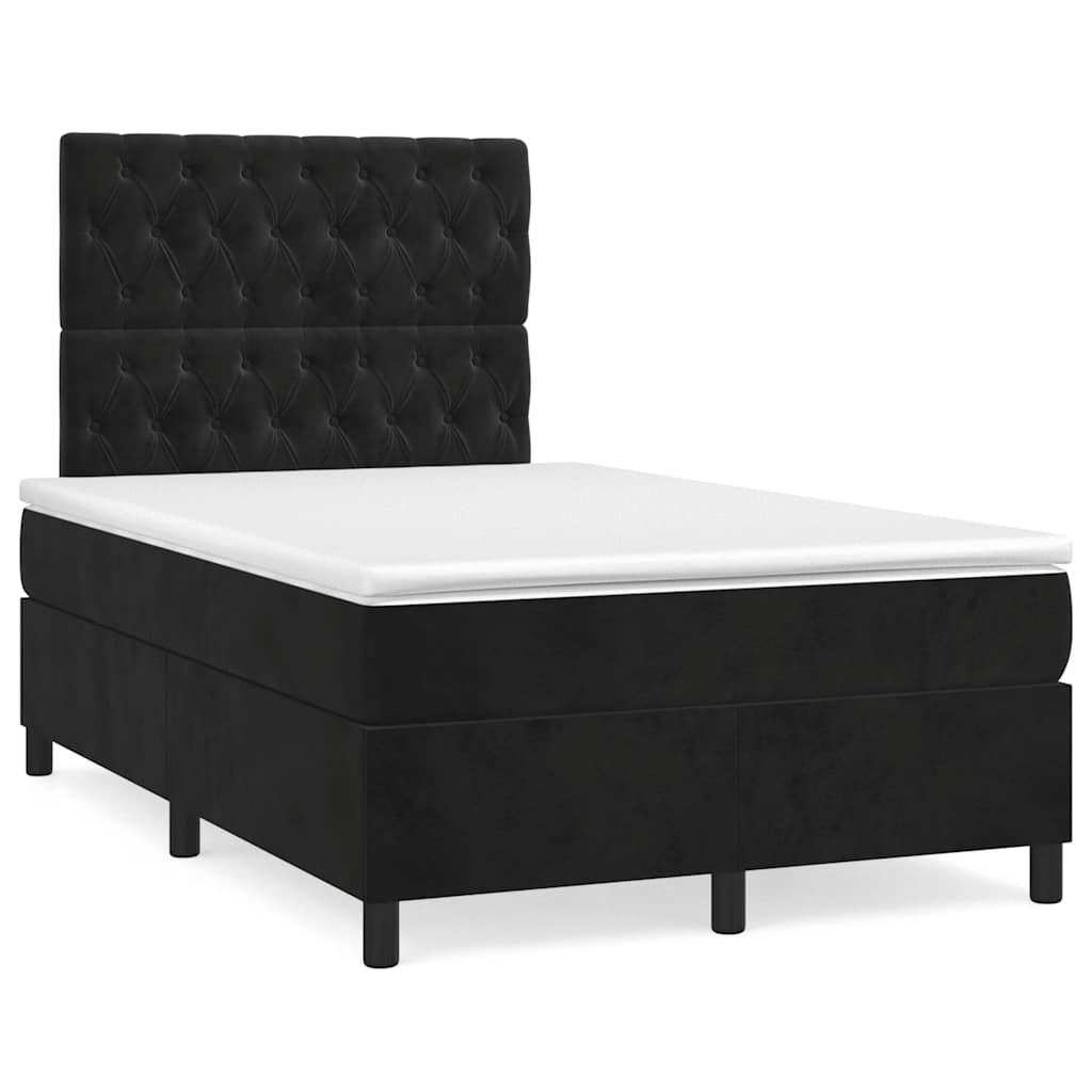 Boxspring met matras fluweel zwart 120x190 cm is nu te koop bij PeponiXL, paradijselijk wonen!
