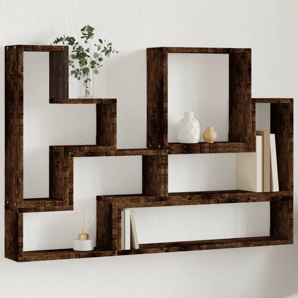 Wandschap 96x12x64 cm bewerkt hout gerookt eikenkleurig is nu te koop bij PeponiXL, paradijselijk wonen!