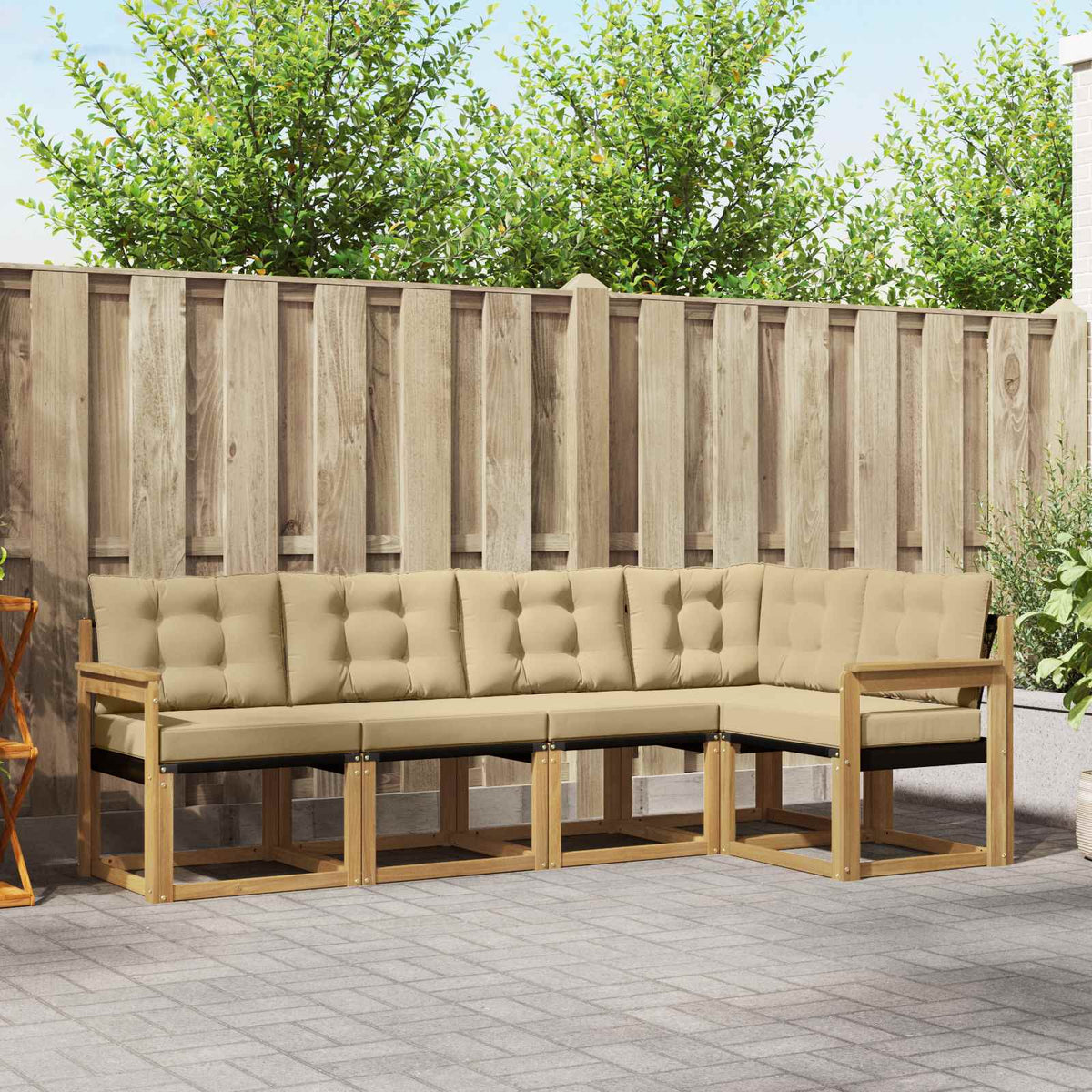 Buiten bankenset 5 pcs Massief Acaciahout en Textilene is nu te koop bij PeponiXL, paradijselijk wonen!