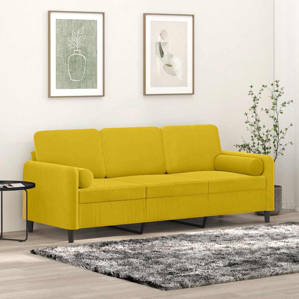 Driezitsbank met sierkussens 180 cm fluweel geel is nu te koop bij PeponiXL, paradijselijk wonen!