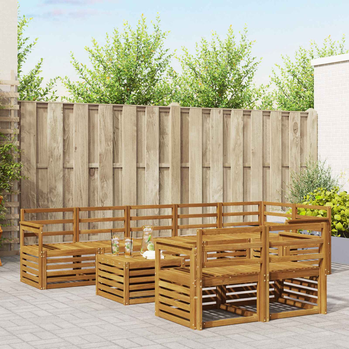 Sofa-Sets 9 pcs Naturel Massief Acaciahout is nu te koop bij PeponiXL, paradijselijk wonen!