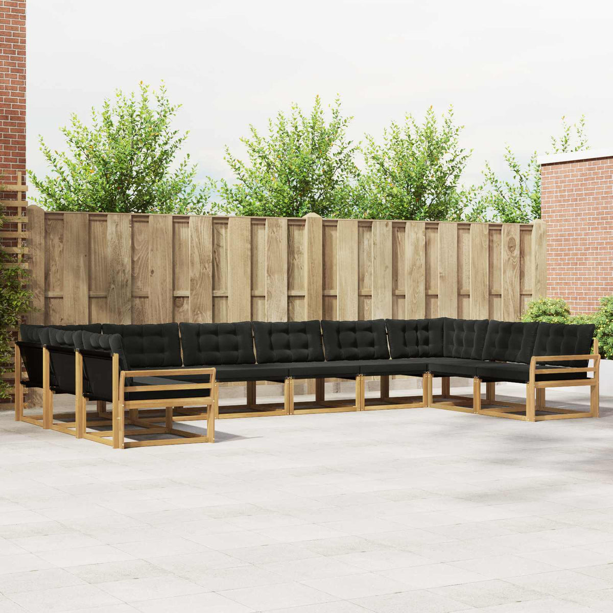 Buiten bankenset met kussen 10 pcs Wit en zwart is nu te koop bij PeponiXL, paradijselijk wonen!