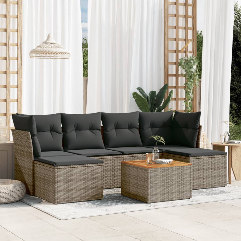 7-delige Loungeset met kussens poly rattan grijs is nu te koop bij PeponiXL, paradijselijk wonen!