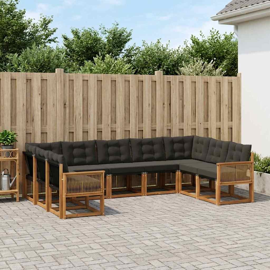 Buiten bankenset met kussen 9 pcs Naturel en Zwart is nu te koop bij PeponiXL, paradijselijk wonen!
