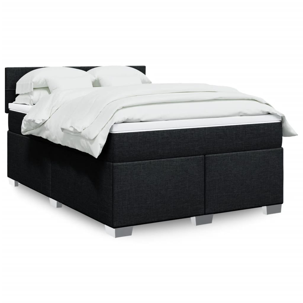 Boxspring met matras stof zwart 140x190 cm is nu te koop bij PeponiXL, paradijselijk wonen!