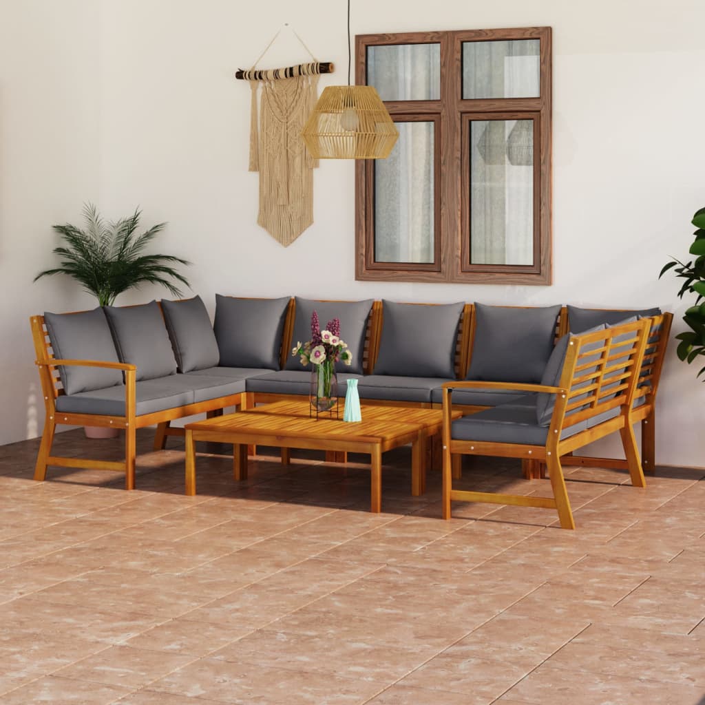 9-delige Loungeset met kussens massief acaciahout is nu te koop bij PeponiXL, paradijselijk wonen!
