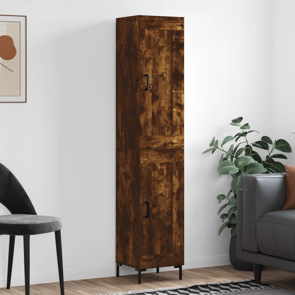 Hoge kast 34,5x34x180 cm bewerkt hout gerookt eikenkleurig is nu te koop bij PeponiXL, paradijselijk wonen!