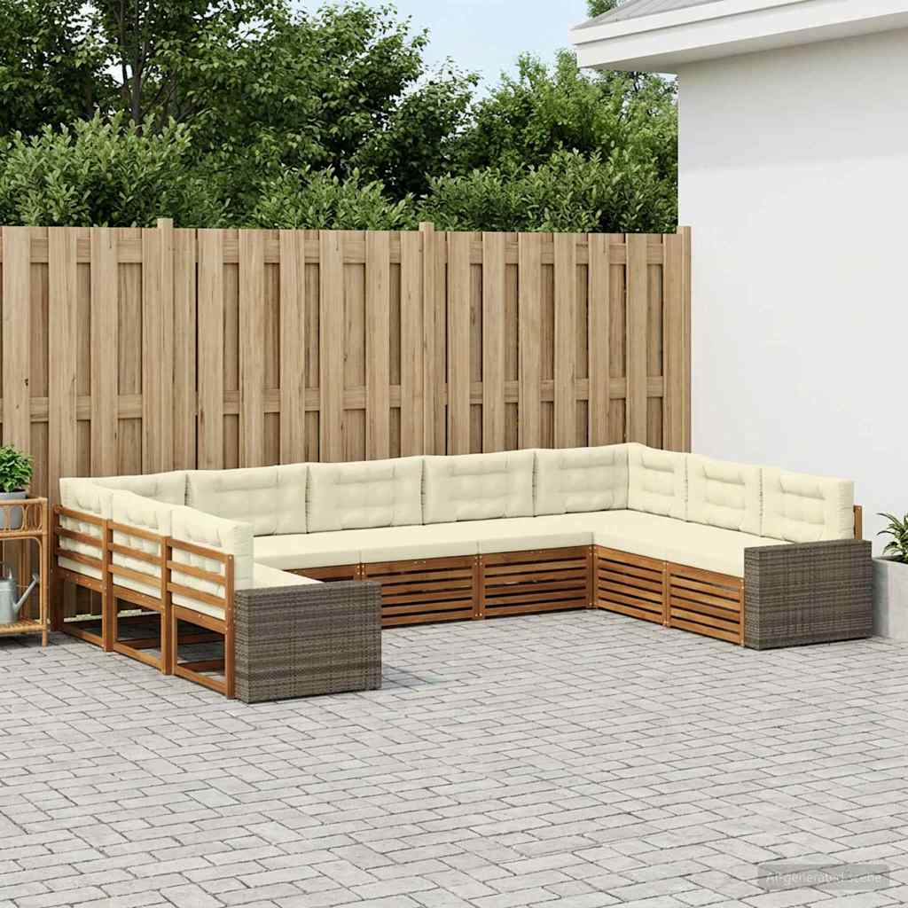 Buiten bankenset 9 pcs Natuurlijk en Crème Massief Acaciahout is nu te koop bij PeponiXL, paradijselijk wonen!