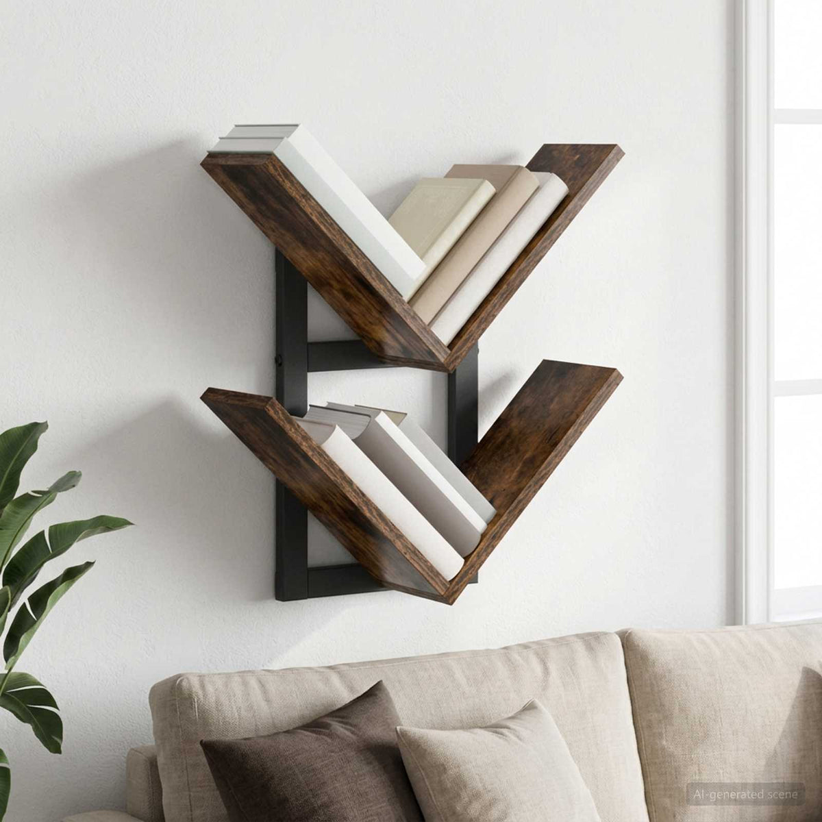 Wand Vlonderschap Gerookt eiken 43 x 15 x 47 cm Bewerkt hout is nu te koop bij PeponiXL, paradijselijk wonen!