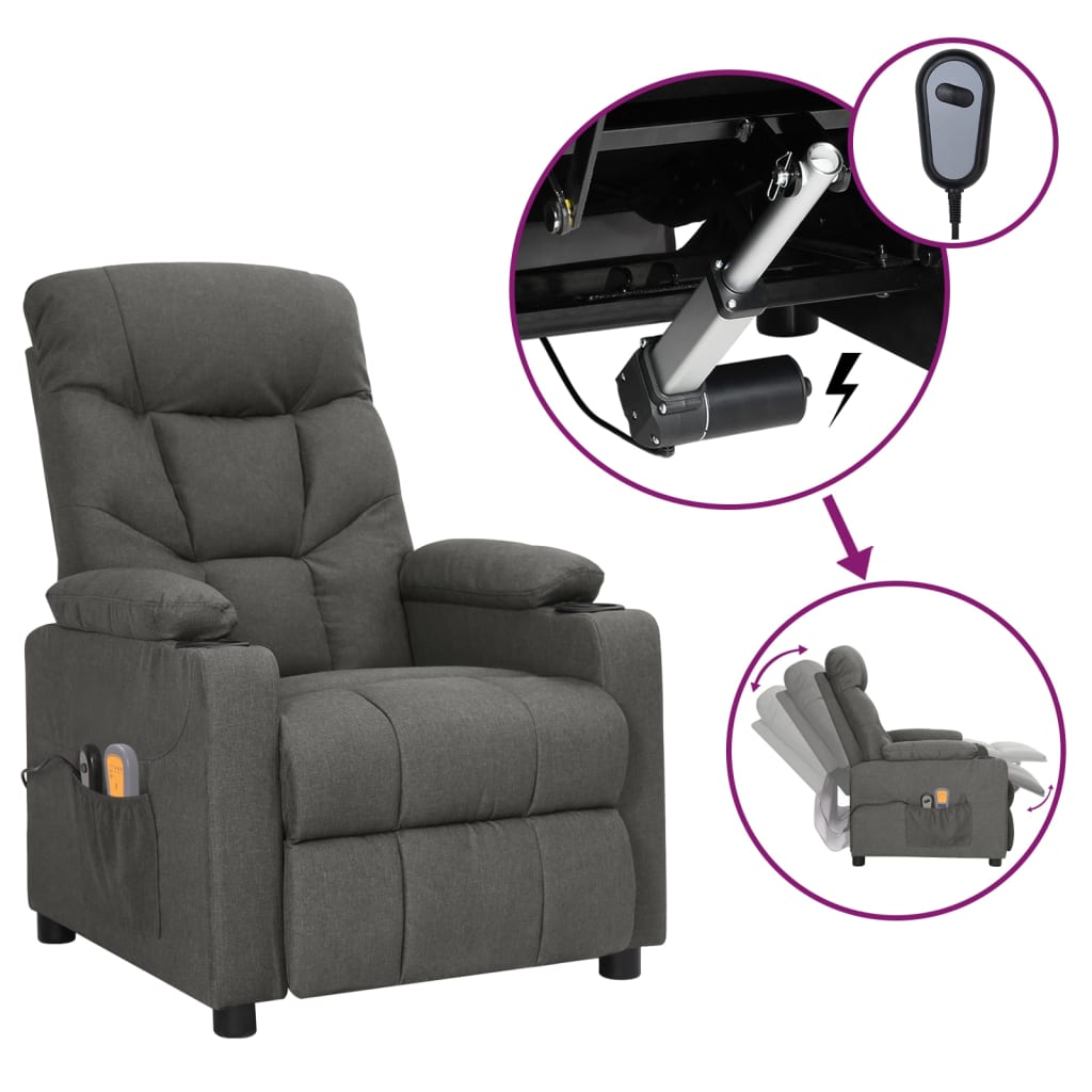 Massagestoel elektrisch stof donkergrijs is nu te koop bij PeponiXL, paradijselijk wonen!