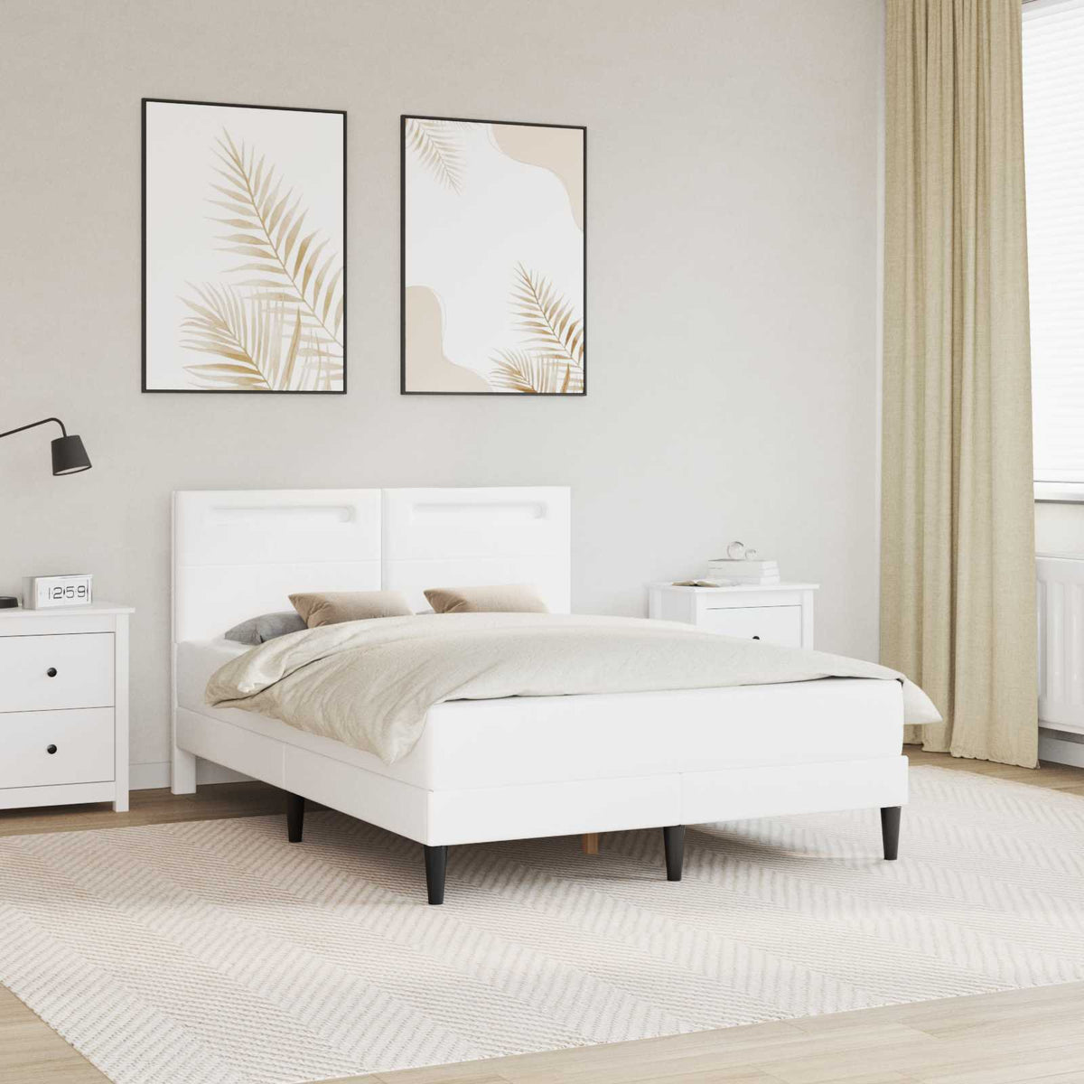 Bedframe met LED-stripverlichting Wit 140 x 190 cm Kunstleer is nu te koop bij PeponiXL, paradijselijk wonen!