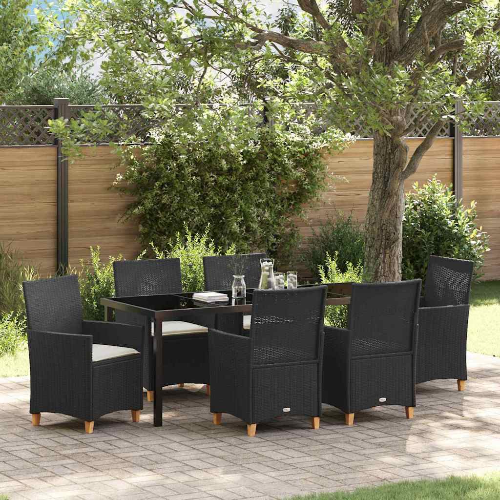Tuin eettafelset 7 pcs Zwart poly rattan is nu te koop bij PeponiXL, paradijselijk wonen!