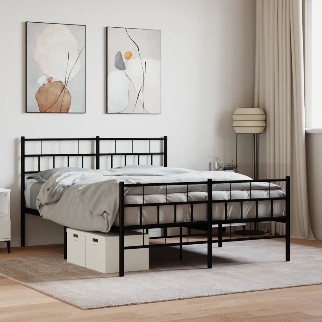 Bedframe met hoofd- en voeteneinde metaal zwart 140x200 cm is nu te koop bij PeponiXL, paradijselijk wonen!