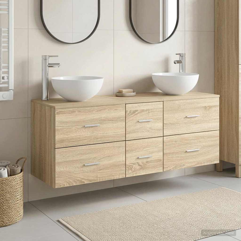 Badkamerkastenset 3 st Sonoma Eiken 49,5 x 35 x 63 cm is nu te koop bij PeponiXL, paradijselijk wonen!