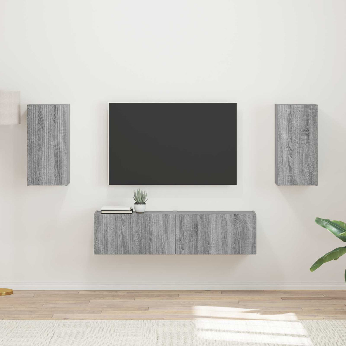 Tv-meubelset 4 pcs Grijs Sonoma Bewerkt hout is nu te koop bij PeponiXL, paradijselijk wonen!