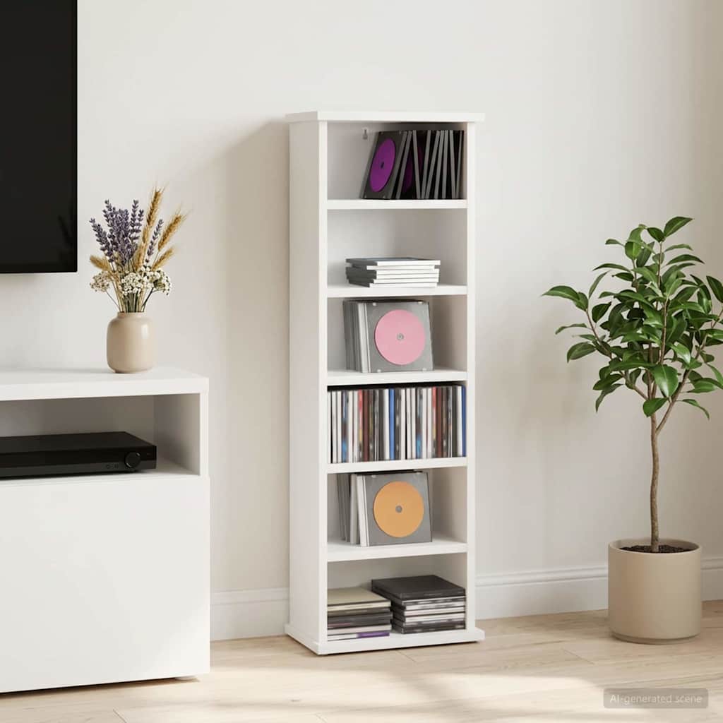 CD Kast Wit 60 x 17 x 92 cm Bewerkt hout is nu te koop bij PeponiXL, paradijselijk wonen!