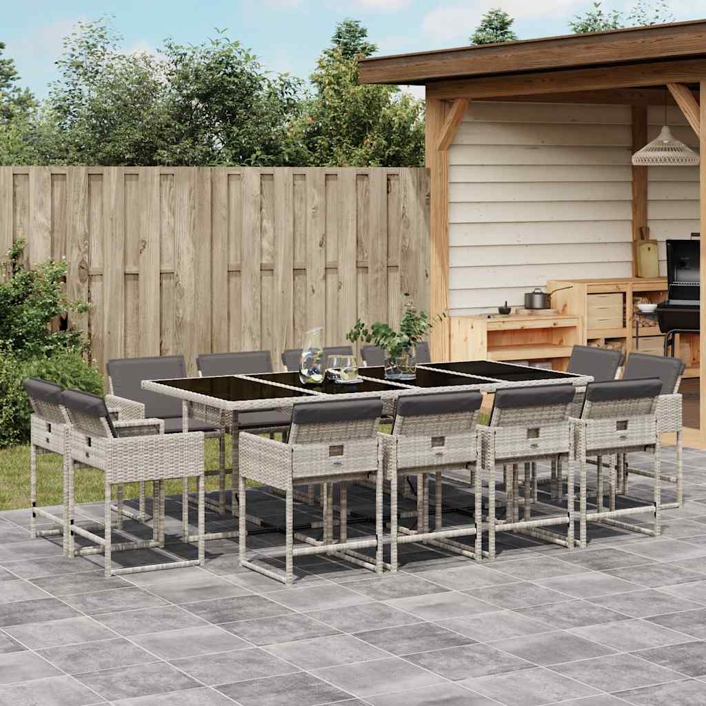 13-delige Tuinset met kussens poly rattan lichtgrijs is nu te koop bij PeponiXL, paradijselijk wonen!