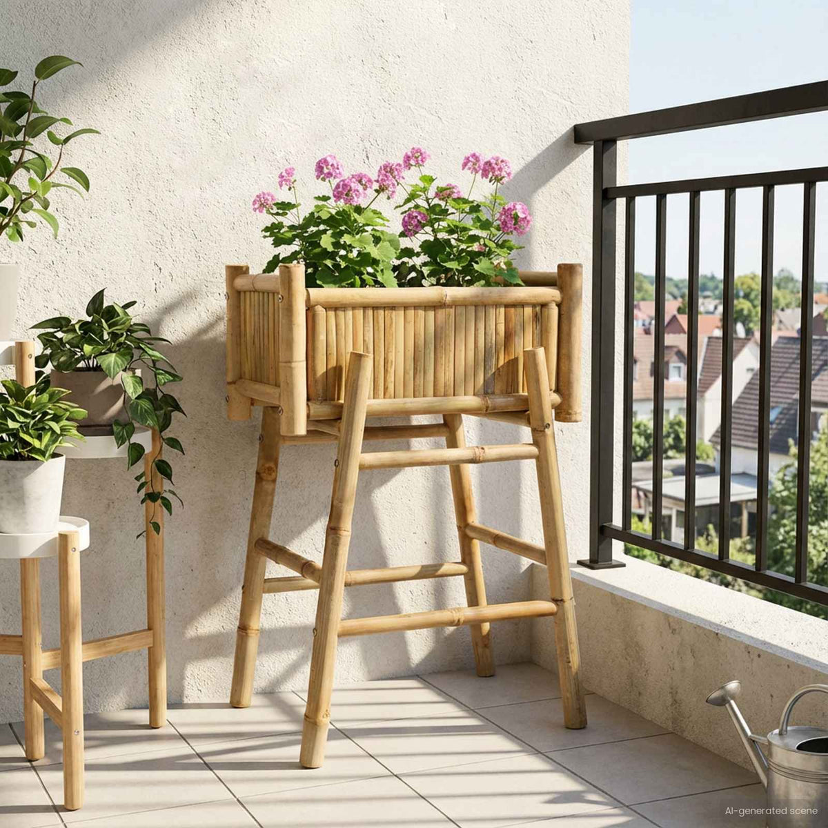 Tuinplanter met Houder Naturel 50 x 38 x 74 cm Bamboe is nu te koop bij PeponiXL, paradijselijk wonen!
