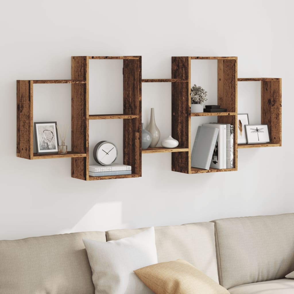 Wandschap 159x18x65 cm bewerkt hout oud houtkleurig is nu te koop bij PeponiXL, paradijselijk wonen!